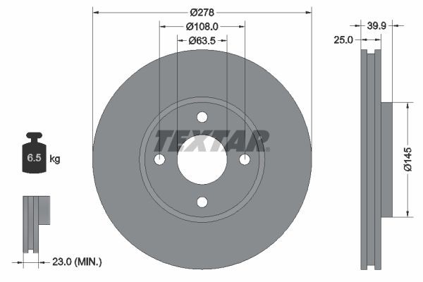 TEXTAR Brake disc Article number: 92279003 cheaply