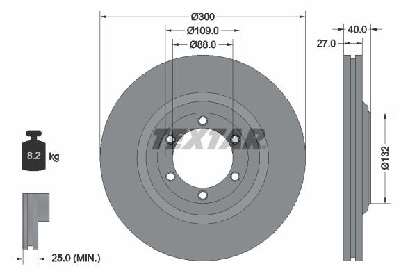 TEXTAR Brake disc Article number: 92282403 cheaply