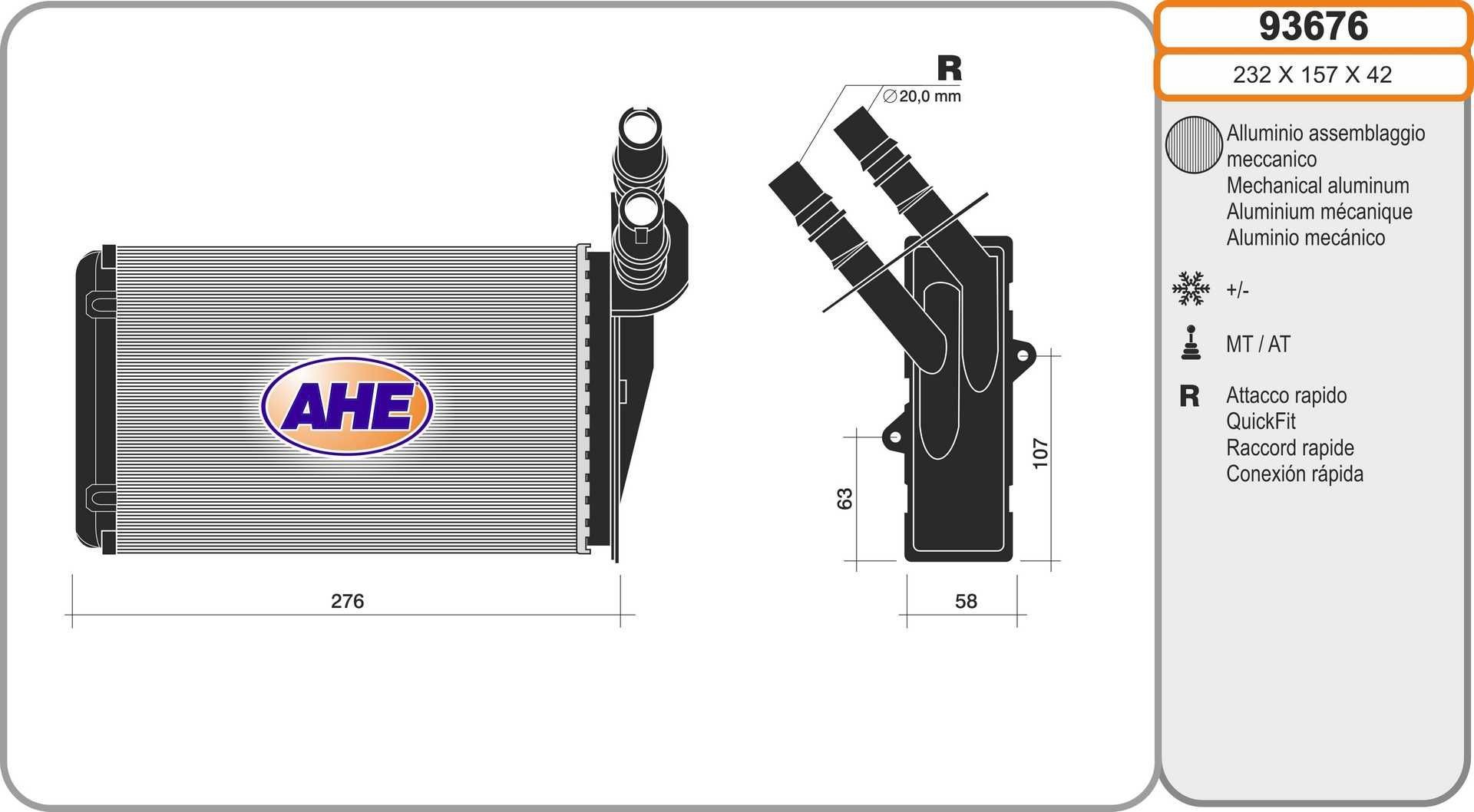 AHE Heater matrix Article number: 93676 cheaply