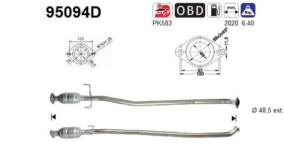 AS Catalytic converter Article number: 95094D cheaply