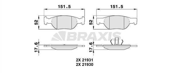 BRAXIS Brake pad set Article number: AA0089 cheaply