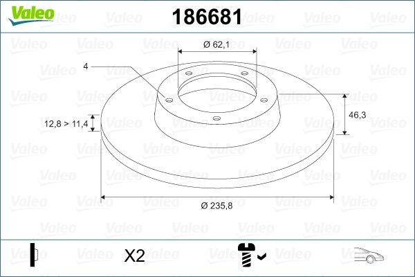 VALEO Brake disc Article number: 186681 cheaply
