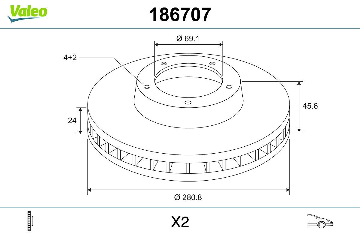 VALEO Brake disc Article number: 186707 cheaply