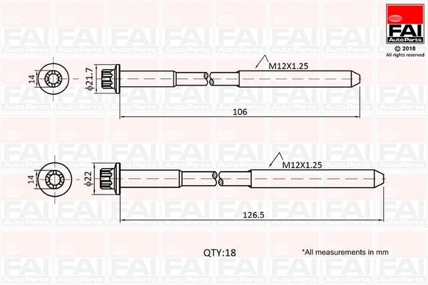 FAI AutoParts Bolt Kit, cylinder head Article number: B1027 cheaply