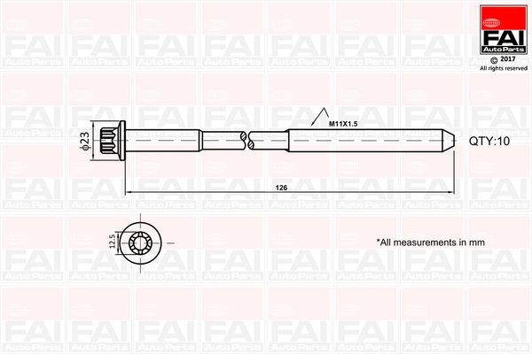 FAI AutoParts Bolt Kit, cylinder head Article number: B1139 cheaply