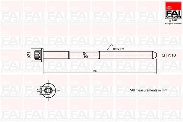 FAI AutoParts Bolt Kit, cylinder head Article number: B2111 cheaply