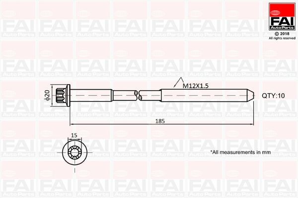 FAI AutoParts Bolt Kit, cylinder head Article number: B2129 cheaply