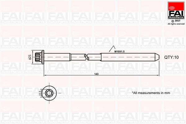 FAI AutoParts Bolt Kit, cylinder head Article number: B489 cheaply