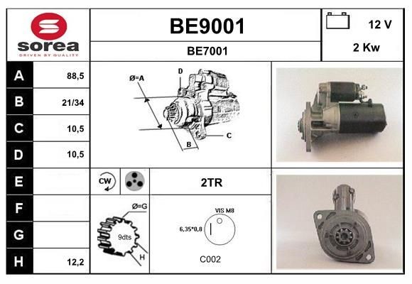 SNRA Starter motor Article number: BE9001 cheaply