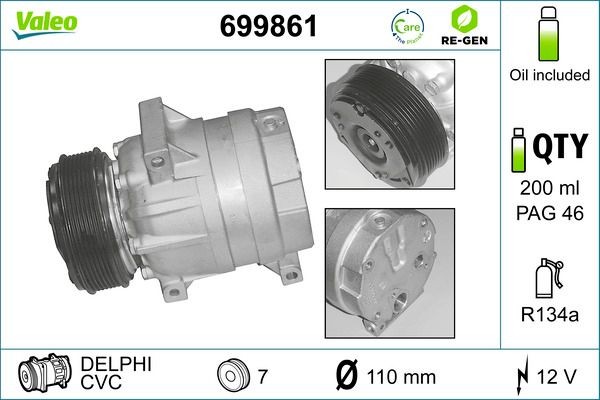 VALEO Air conditioning compressor Article number: 699861 cheaply