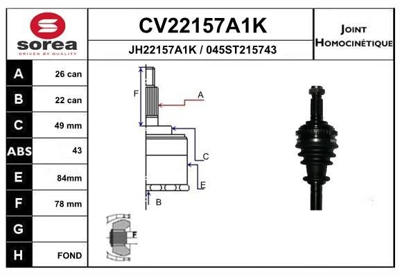 EAI Joint kit, drive shaft Article number: CV22157A1K cheaply