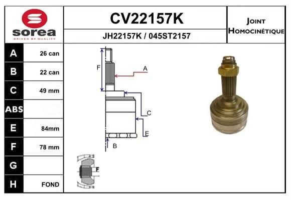 EAI Joint kit, drive shaft Article number: CV22157K cheaply