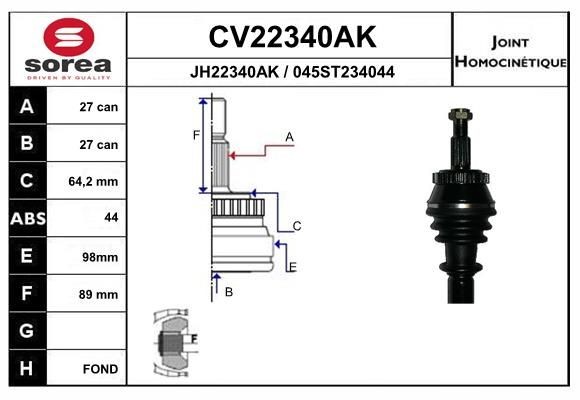 EAI Joint kit, drive shaft Article number: CV22340AK cheaply