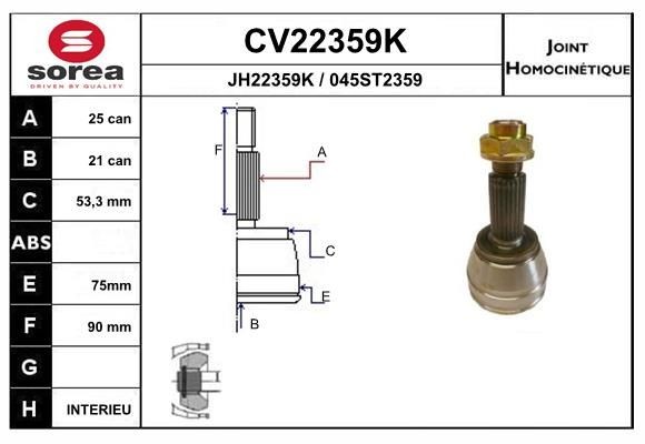 EAI Joint kit, drive shaft Article number: CV22359K cheaply