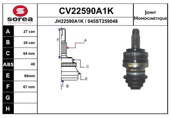 EAI Jeu de joints, arbre de transmission numéro de l'article: CV22590A1K à bon prix