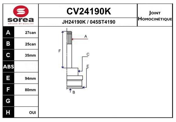 EAI Joint kit, drive shaft Article number: CV24190K cheaply