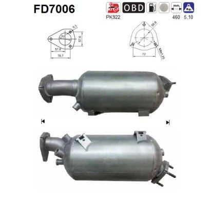 AS Diesel particulate filter Article number: FD7006 cheaply