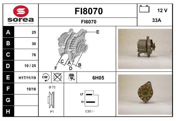 SNRA Alternator Article number: FI8070 cheaply