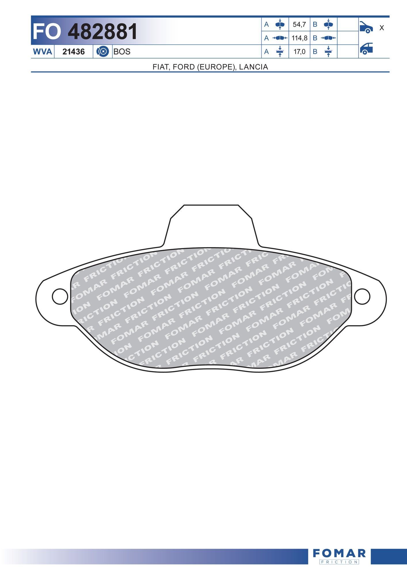 FOMAR Friction Brake pad set Article number: FO 482881 cheaply