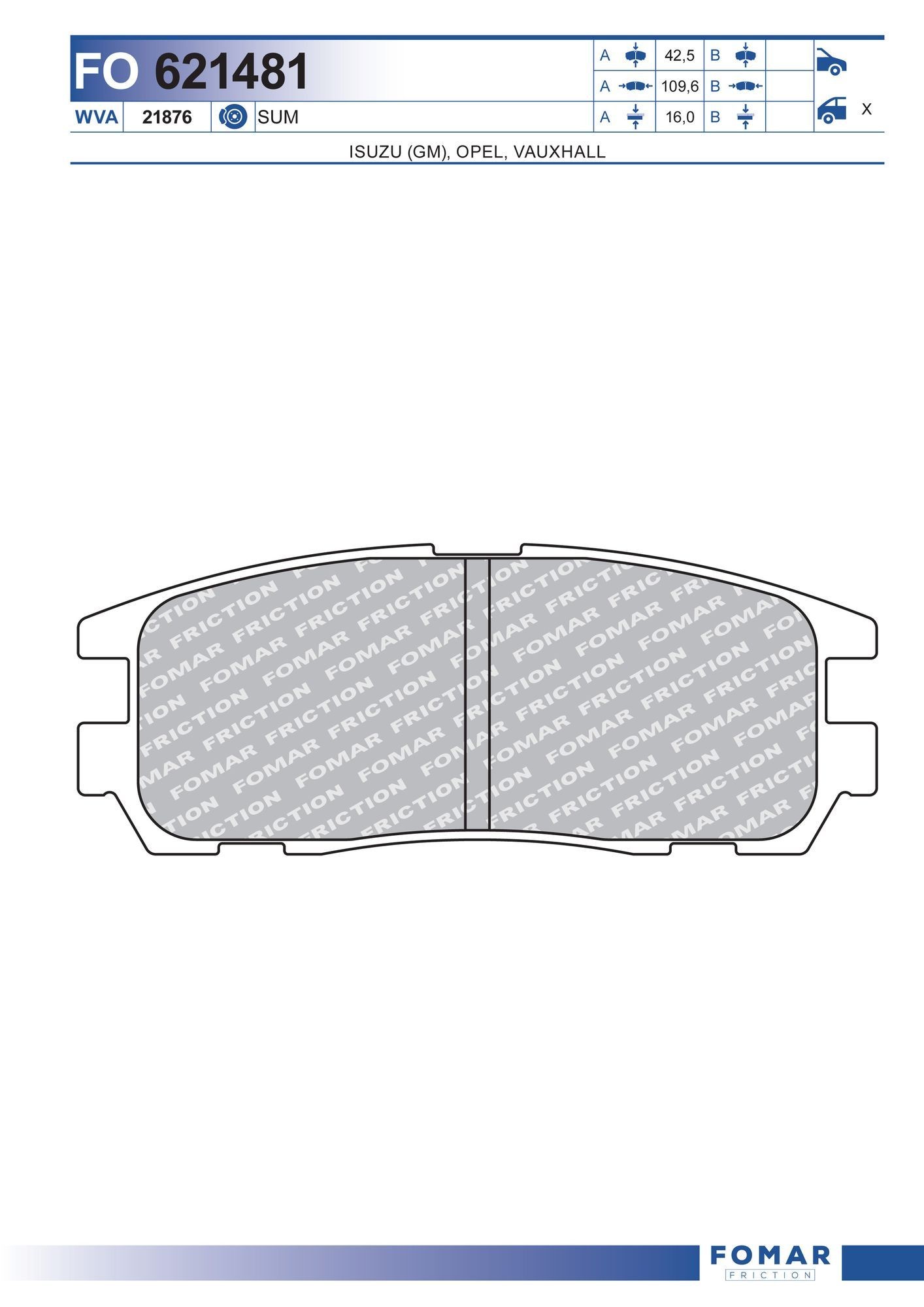 FOMAR Friction Brake pad set Article number: FO 621481 cheaply