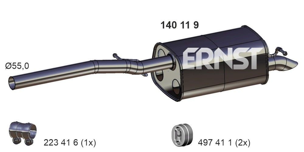 ERNST Rear silencer Article number: 140119 cheaply