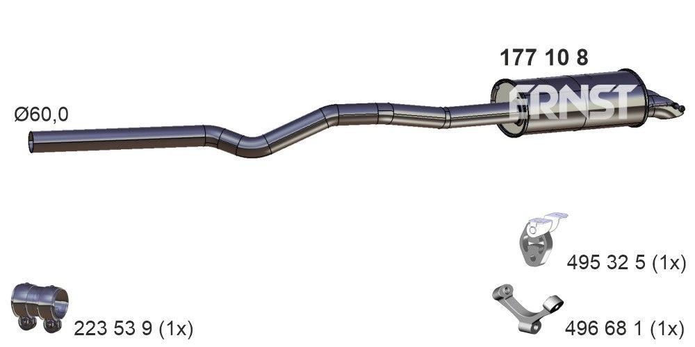 ERNST Rear silencer Article number: 177108 cheaply