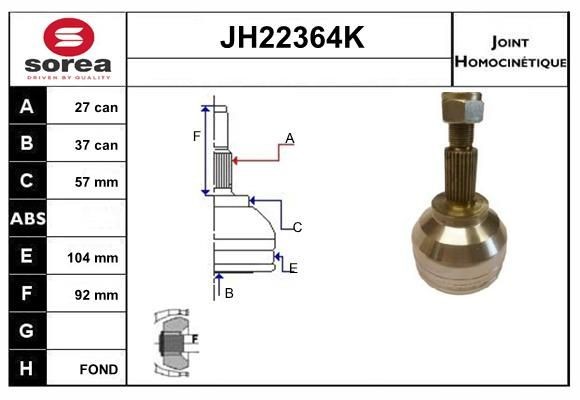 SNRA Joint kit, drive shaft Article number: JH22364K cheaply