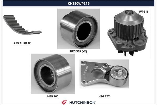 HUTCHINSON Tandremssæt med vandpumpe Varenummer: KH 350WP216 billige