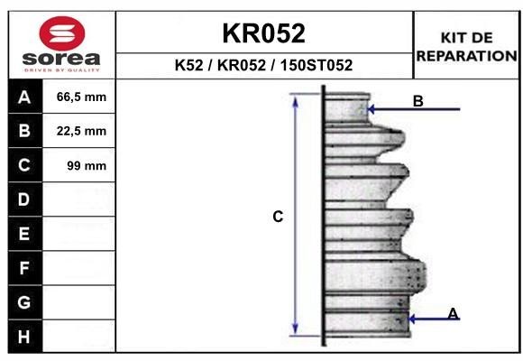EAI Bellow Set, drive shaft Article number: KR052 cheaply