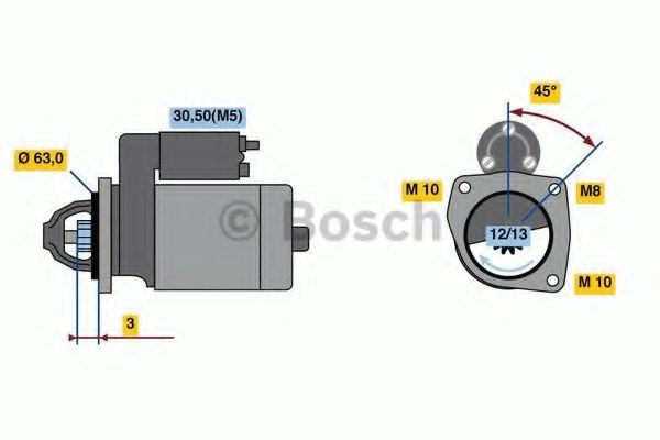 BOSCH Starter motor Article number: 0 986 022 800 cheaply