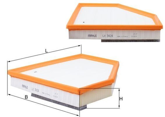 MAHLE ORIGINAL Air filter Article number: LX 3424 cheaply