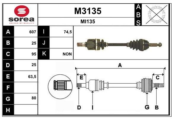 SNRA Drive shaft Article number: M3135 cheaply
