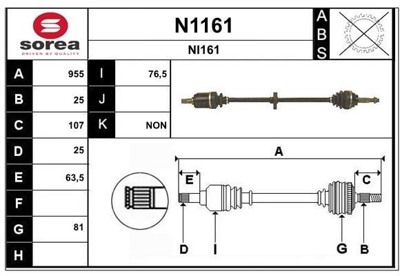 SNRA Drive shaft Article number: N1161 cheaply