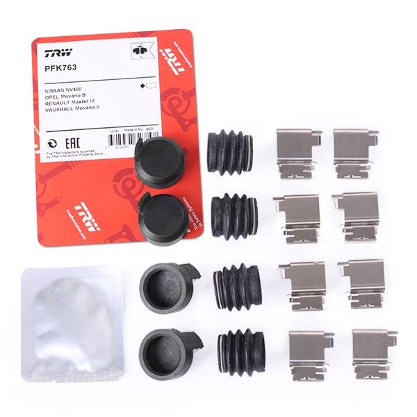 TRW PFK763 Accessory Kit, disc brake pads MASTER 2.3 dCi 145 FWD (FV0E, FV0F, FV0H, FV02, FV0M, FV0S,... 146 PS Diesel