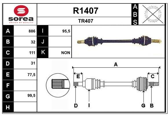 SNRA Drive shaft Article number: R1407 cheaply