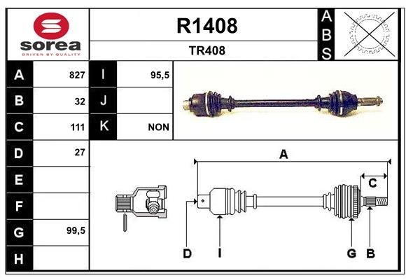 SNRA Drive shaft Article number: R1408 cheaply