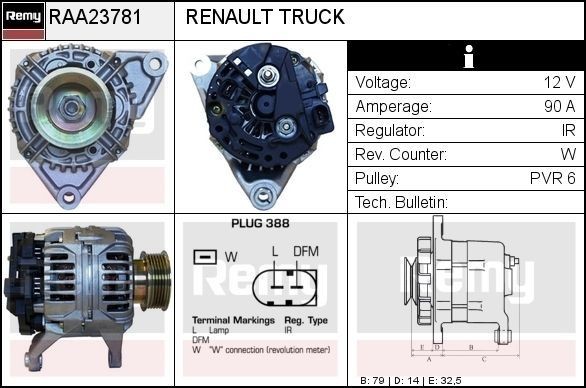 DELCO REMY Alternator Article number: RAA23781 cheaply