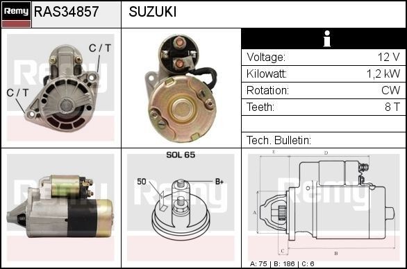 DELCO REMY Starter motor Article number: RAS34857 cheaply