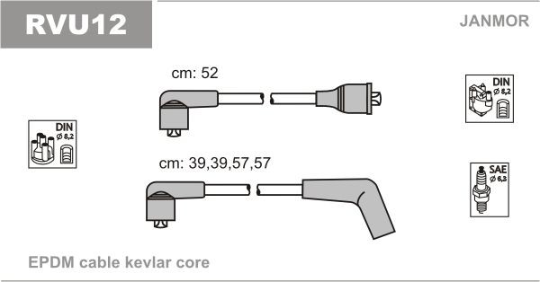 JANMOR Ignition Cable Kit Article number: RVU12 cheaply