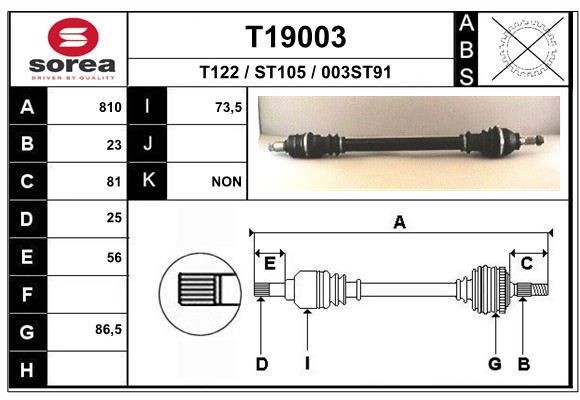 EAI Drive shaft Article number: T19003 cheaply