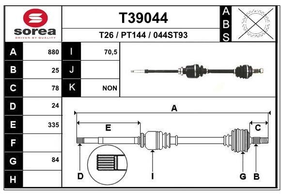 EAI Drive shaft Article number: T39044 cheaply