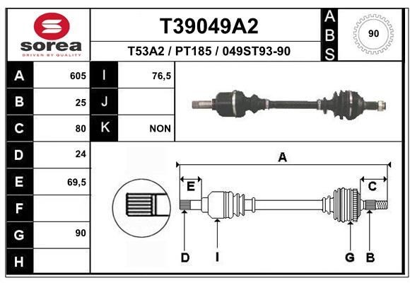EAI Drive shaft Article number: T39049A2 cheaply
