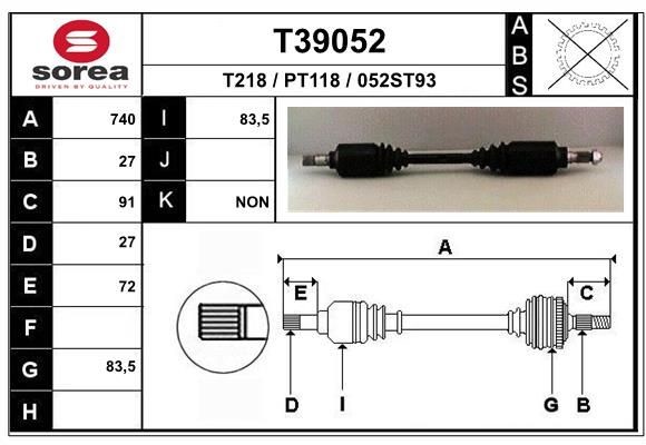EAI Drive shaft Article number: T39052 cheaply