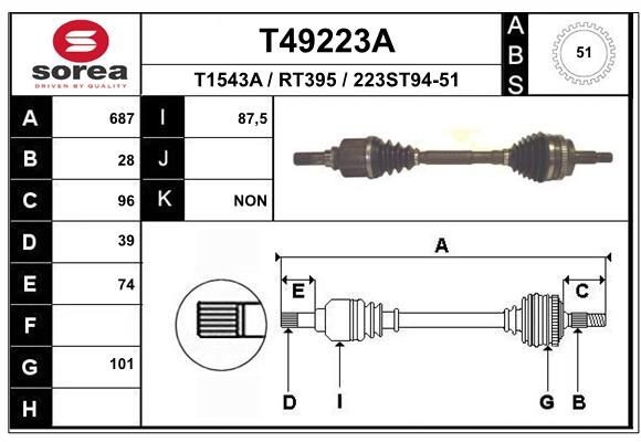 EAI Drive shaft Article number: T49223A cheaply