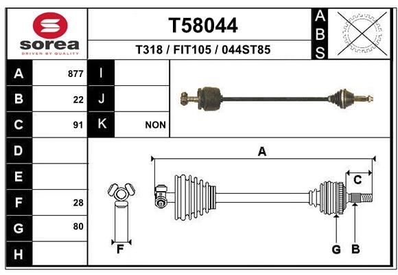 EAI Drive shaft Article number: T58044 cheaply