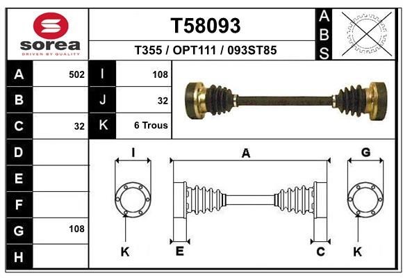 EAI Drive shaft Article number: T58093 cheaply
