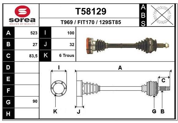 EAI Drive shaft Article number: T58129 cheaply