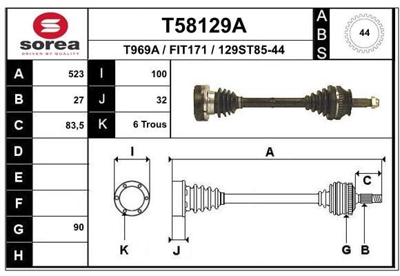 EAI Drive shaft Article number: T58129A cheaply