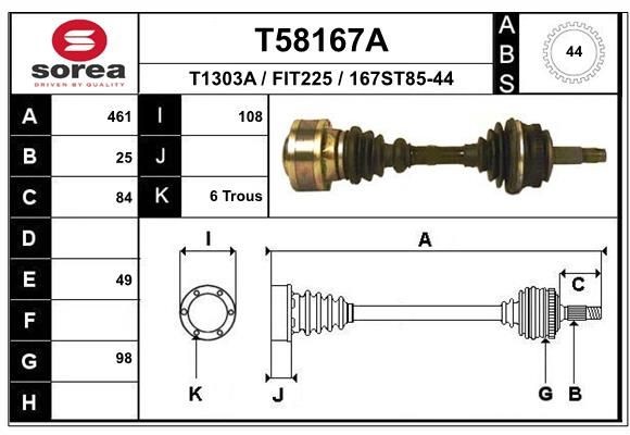 EAI Drive shaft Article number: T58167A cheaply