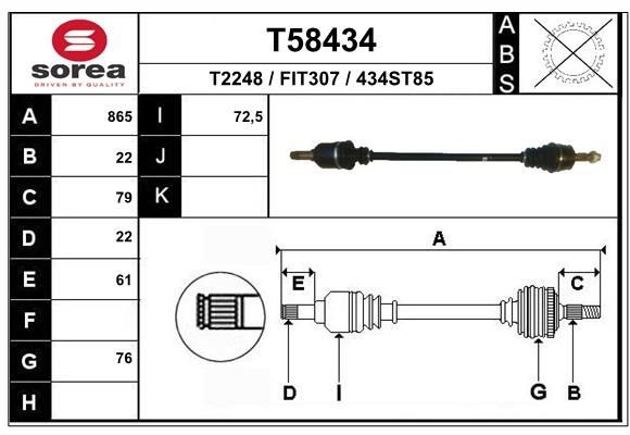 EAI Drive shaft Article number: T58434 cheaply